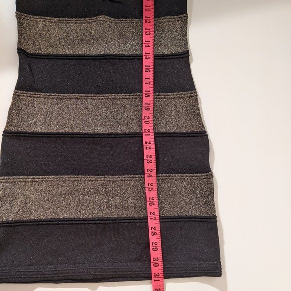 Forever 21 Striped Black Little Golden Sparkly Dress with laces. Medium Size.XXI - Picture 13 of 13